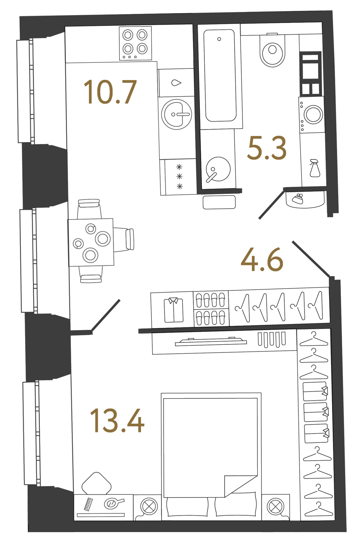 Планировка 1-комнатная 34 м² в ЖК «Светоч» · Светоч